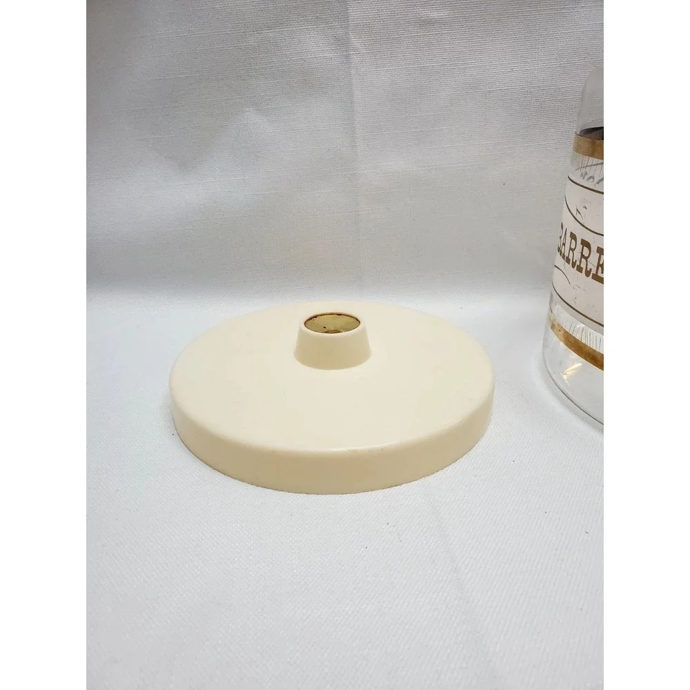 1960's Pyrex The Cracker Barrel Glass Cookie Candy Canister Jar Clear Gold W/Lid